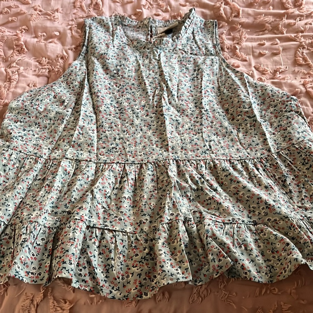 Floral ruffle tank